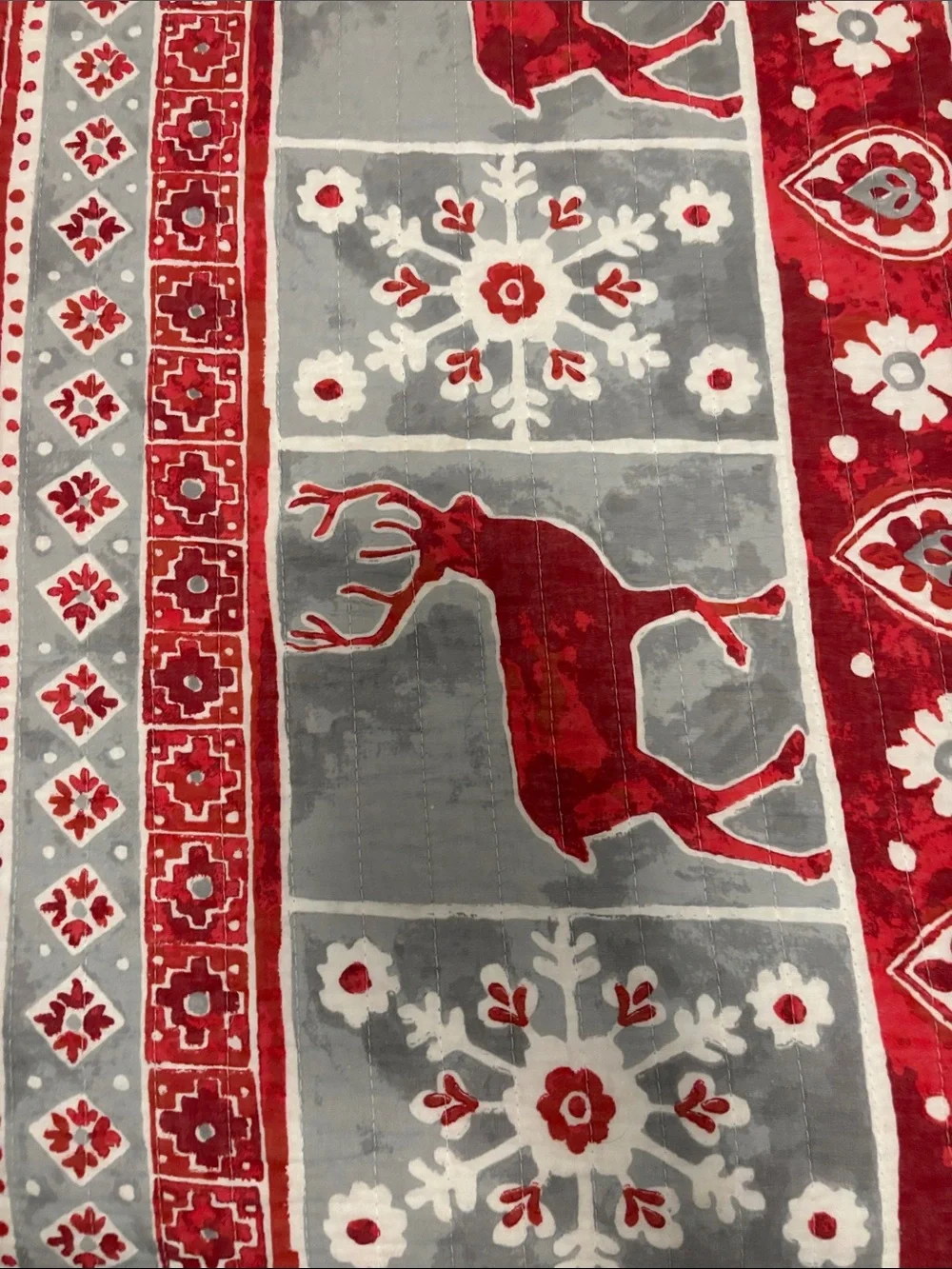 Red and Gray Reversible Christmas Quilt - Cozy Bedspread for a KING!